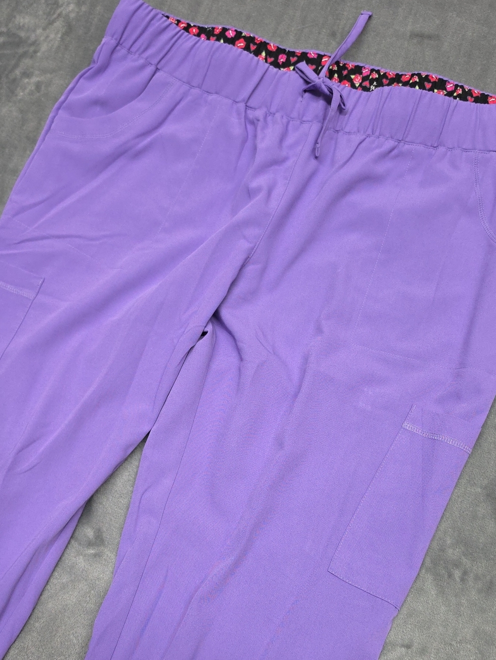 Betsey Johnson Purple Cargo Joggers with Heart-Trim Waistband Sz XL